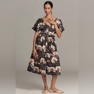 By Anthropologie V-Neck Zip-Front Midi Dress